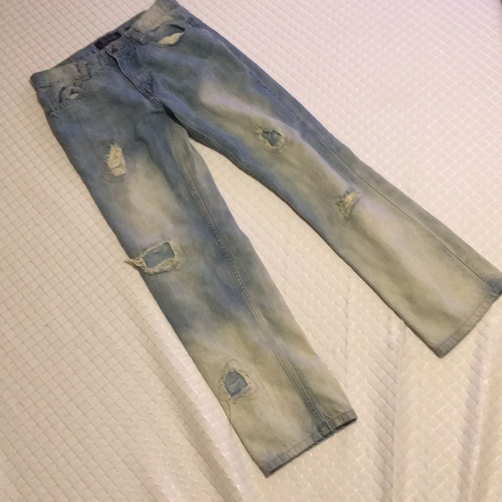SOLD Boys Black Lacquer Distressed Jeans 18 Light